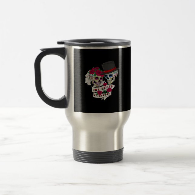 Till Death Do Us Part Skull Travel Mug (Left)