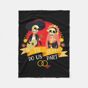 Till Death Do Us Part Sugar Skull Wedding Bride Gr Fleece Blanket