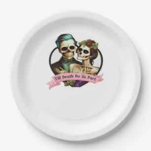 Till Death Do Us Part Valentine Skeleton Classic Paper Plate