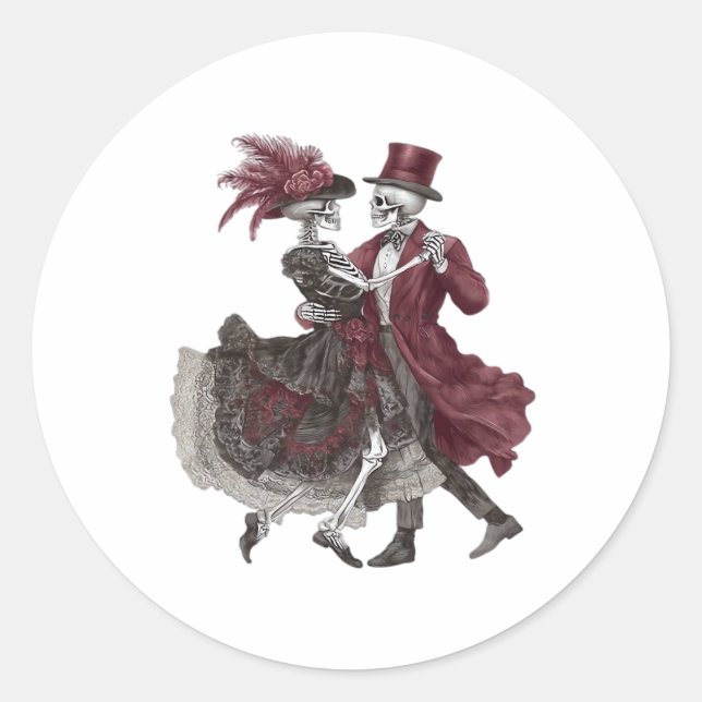 Till Death Do Us Part – Victorian Skeleton Couple  Classic Round Sticker (Front)