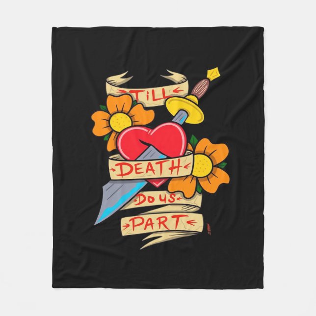 Till Death Do Us Part Vintage Tattoo Classic Fleece Blanket (Front)
