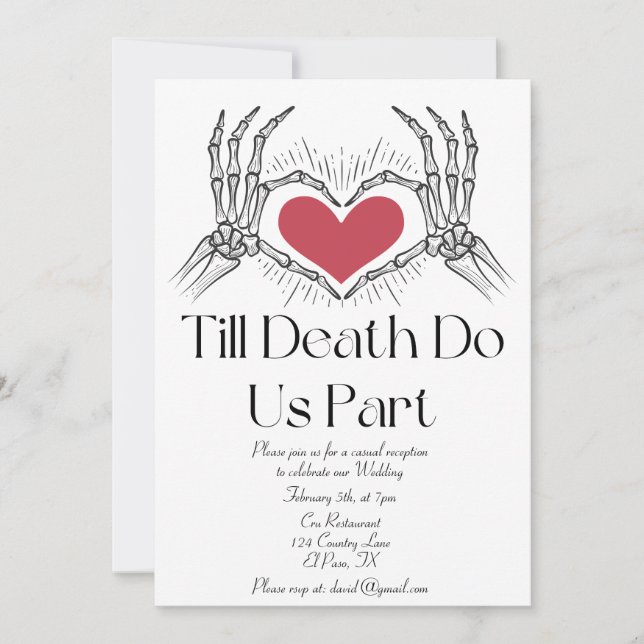 Till Death Do Us Part Wedding Reception Invitation (Front)