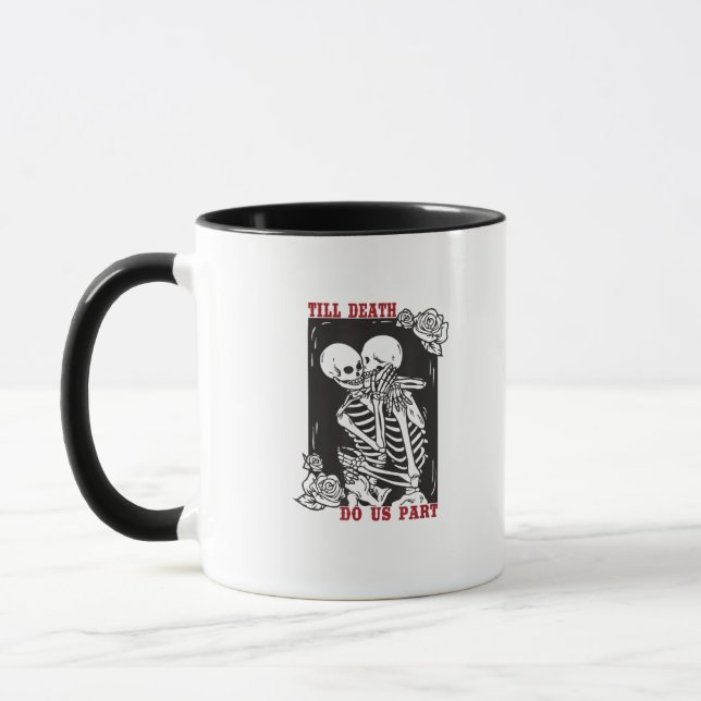 Till Death Do Us Part Wedding Skeleton Couple Vale Mug (Left)