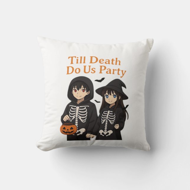 Till Death Do Us Party – Anime Halloween Couple Cl Cushion (Front)