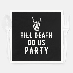 Till Death Do Us Party Black Skeleton Party Napkin