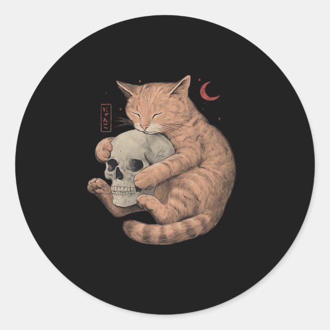 Till Death Do Us Party Cat Skull Classic Classic Round Sticker (Front)