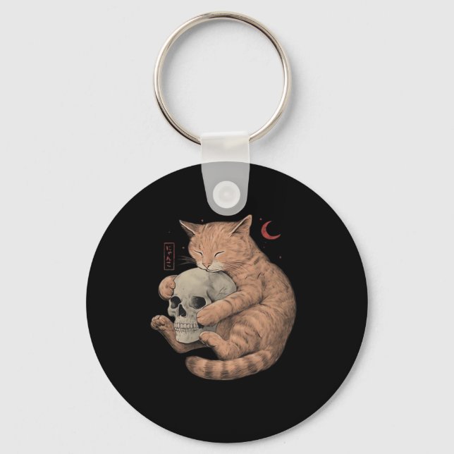 Till Death Do Us Party Cat Skull Classic Key Ring (Front)