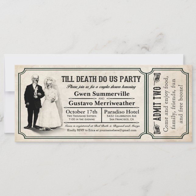 Till Death Do Us Party Couples Shower Tickets Invitation (Front)