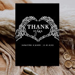 Till Death Do Us Party Gothic Halloween wedding Thank You Card<br><div class="desc">Till Death Do Us Party Gothic Halloween wedding Skeleton hands love heart black and white
message for more customisation</div>