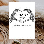 Till Death Do Us Party Gothic Halloween wedding Thank You Card<br><div class="desc">Till Death Do Us Party Gothic Halloween wedding Skeleton hands love heart black and white
message for more customisation</div>