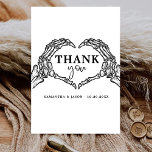 Till Death Do Us Party Gothic Halloween wedding Thank You Card<br><div class="desc">Till Death Do Us Party Gothic Halloween wedding Skeleton hands love heart black and white
message for more customisation</div>