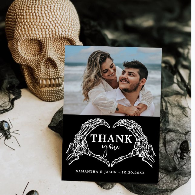 Till Death Do Us Party Gothic Halloween wedding Thank You Card (Creator Uploaded)