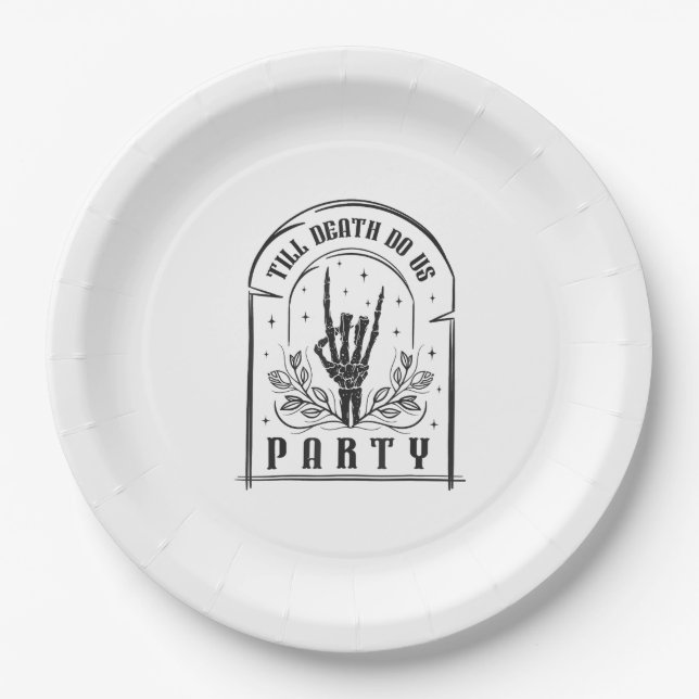 Till Death Do Us Party Retro Bachelorette Design Paper Plate (Front)