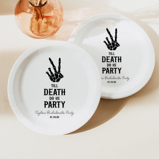 Till Death Do Us Party Skeleton Bachelorette Party Paper Plate (Creator Uploaded)