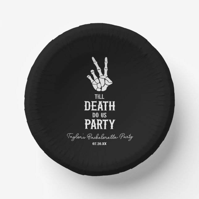Till Death Do Us Party Skeleton Bachelorette Party Paper Plate (Front)