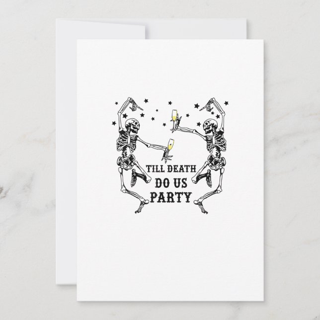 Till Death Do Us Party Skeleton Bridesmaid Theme Holiday Card (Front)
