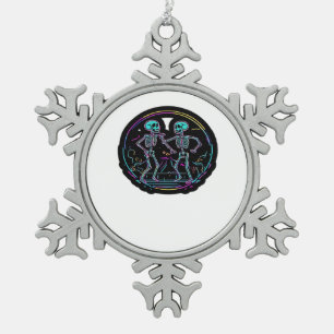 Till Death Do Us Party Skeleton Dance Party Classi Snowflake Pewter Christmas Ornament