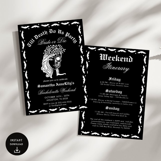 Till Death Do Us Party Skull Bachelorette Party Invitation (Creator Uploaded)