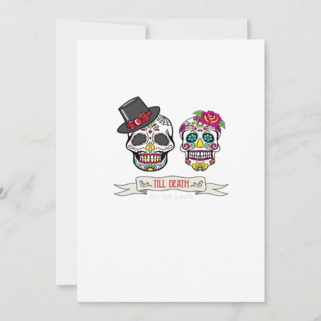 Till Death Do Us Skull Wedding Bride And Groom Pri Holiday Card (Front)