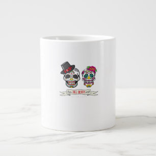 Till Death Do Us Skull Wedding Bride And Groom Pri Large Coffee Mug