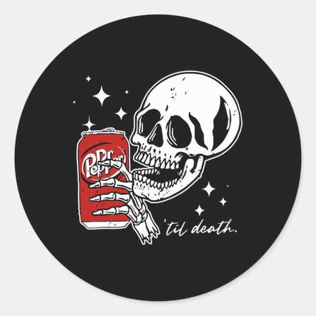 Till Death Dr. Skeleton Halloween Cute  Classic Round Sticker (Front)