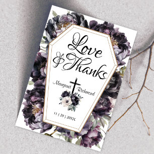 Till Death Gothic Black Peonies Coffin Thank You Card