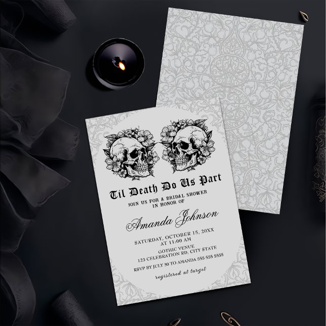 Till Death Gothic Floral Skull Bridal Shower  Invitation (Creator Uploaded)