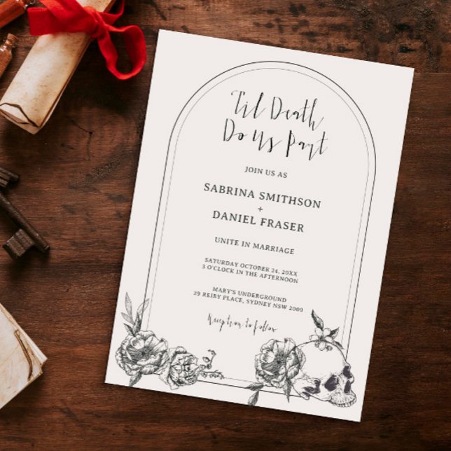 Till Death Gothic hand drawn flowers arch Invitation (Creator Uploaded)