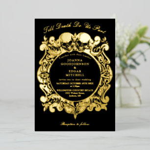 Till Death Gothic Monogram Wedding Black And Gold