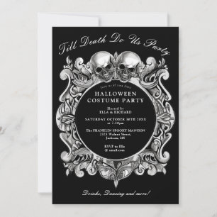 Till Death Gothic Skulls Adult Halloween Party Invitation