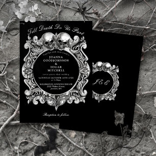 Till Death Gothic Skulls Monogram Wedding Invitation