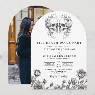 Till Death Gothic Skulls Photo Wedding Arch Invitation
