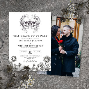 Till Death Gothic Skulls Photo Wedding Invitation