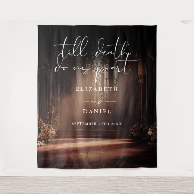 Till Death Gothic Wedding Photo Backdrop Tapestry (Front)