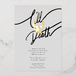 Till Death Modern Minimalist Skull Foil Invitation