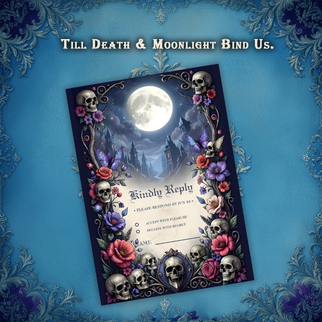 Till Death & Moonlight Bind Us.  RSVP Card (Creator Uploaded)