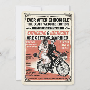 Till Death ON BIKE Gazette Wedding Invitation