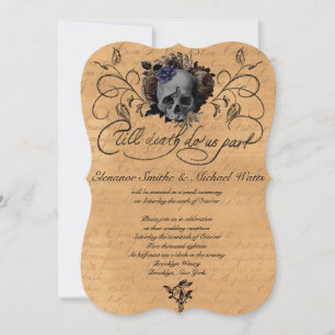 Till death to us Part Floral Skull Wedding Invitation