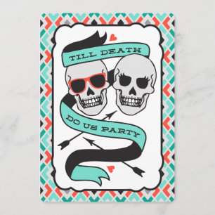 Till Death - Turquoise and Orange Wedding Invitation