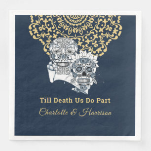 Till Death Us Do Part Sugar Skulls Wedding Napkin