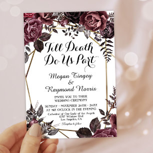 Till Death   White Gothic Dark Floral Elegant Fall Invitation