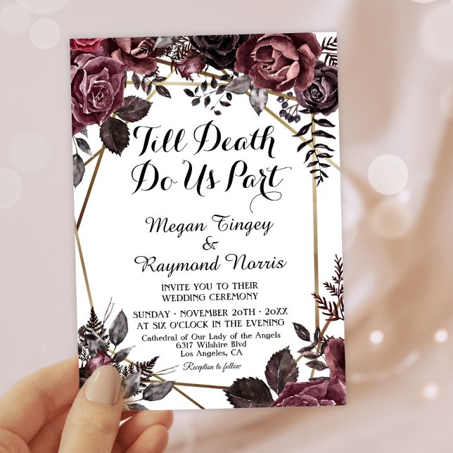 Till Death | White Gothic Dark Floral Elegant Fall Invitation (Creator Uploaded)