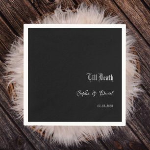Till Death With Name Gothic Black Wedding Napkin
