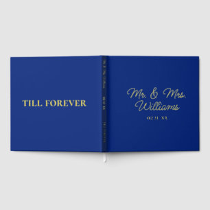 Till Forever Mr Mrs Luxe Gold Royal Blue Wedding Guest Book
