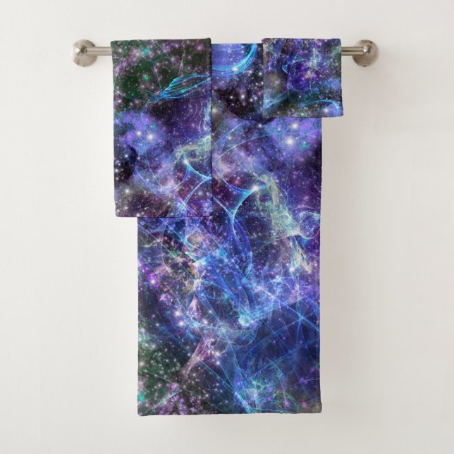till the end of time, galactic sci-fi nebula : bath towel set (Insitu)