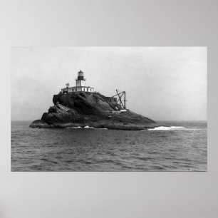 Tillamook Rock, dominated by its Lighthouse Poster