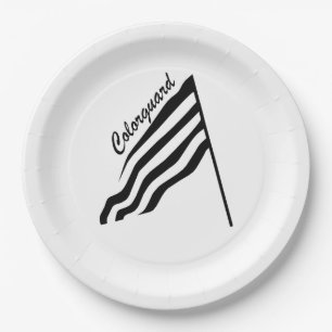 Tilted Colorguard Flag Paper Plate