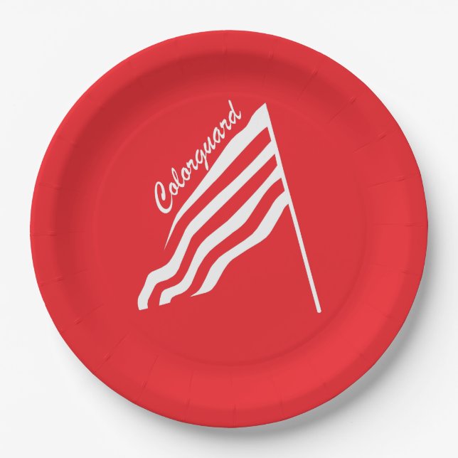 Tilted Colorguard Flag Paper Plate (Front)