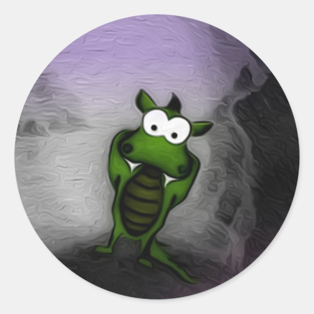 Tilted Dragon Classic Round Sticker (Front)