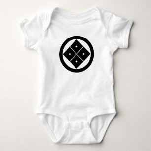 Tilted four-square-eyes in a circle baby bodysuit